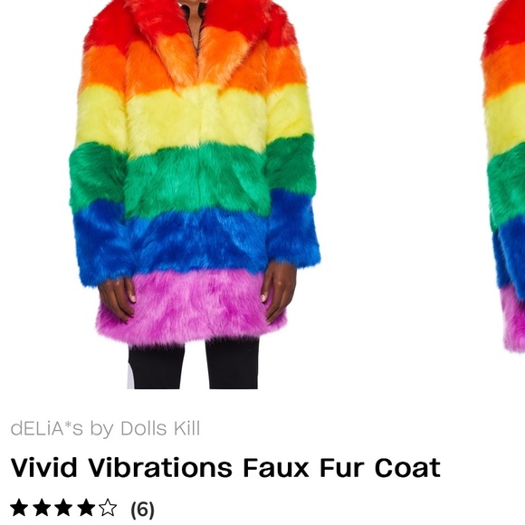 Rainbow faux fur button down jacket - Picture 2 of 2